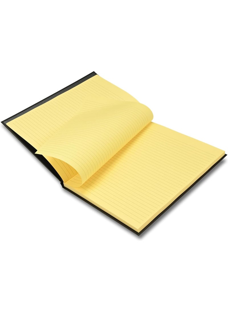 FIS Hard Cover Notebook, Glued Binding, A4 Size(210x297mm), 96 Sheets, 192 Pages, Pastel Cream Color Paper with 8mm Single Ruled, Packet of 5 Pieces, Black Cover Design-FSNBA4SL96PCR - Image 2